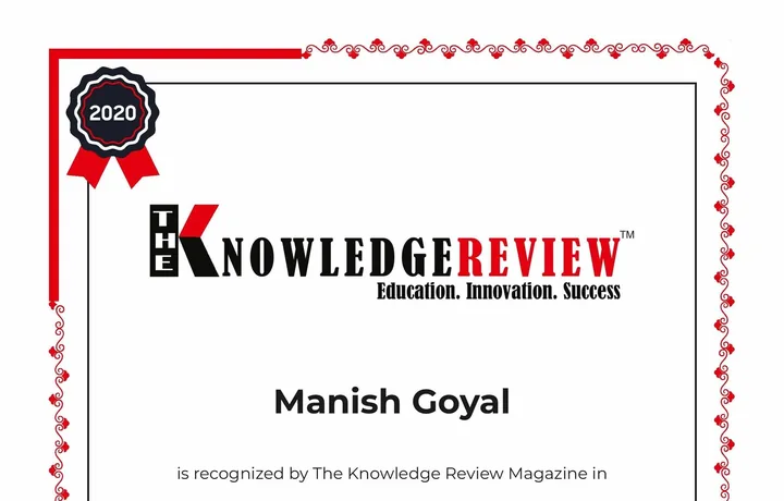 The Knowledge Review recognition certificate